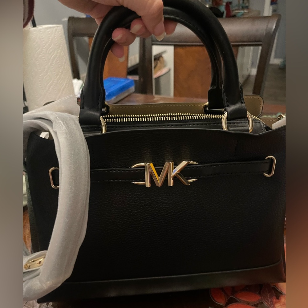 Michael Kors Black Satchel with Gold Accents
